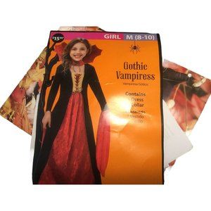 Gothic Vampiress Halloween Dress Costume- girls size M (8-10)- Dress up Fantasy.